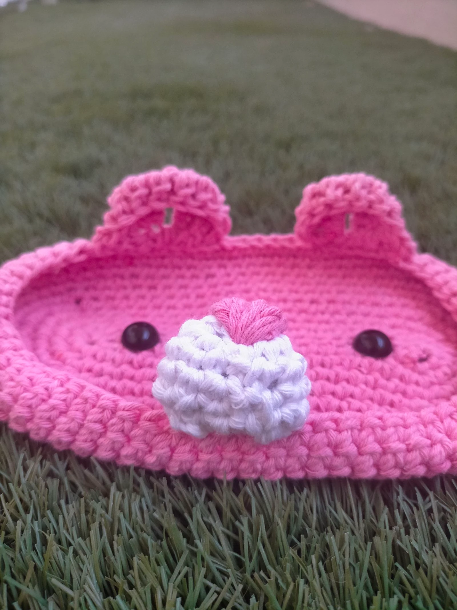 Étui à lunettes en crochet fait à la main en forme d'ours rose mignon – photo 2